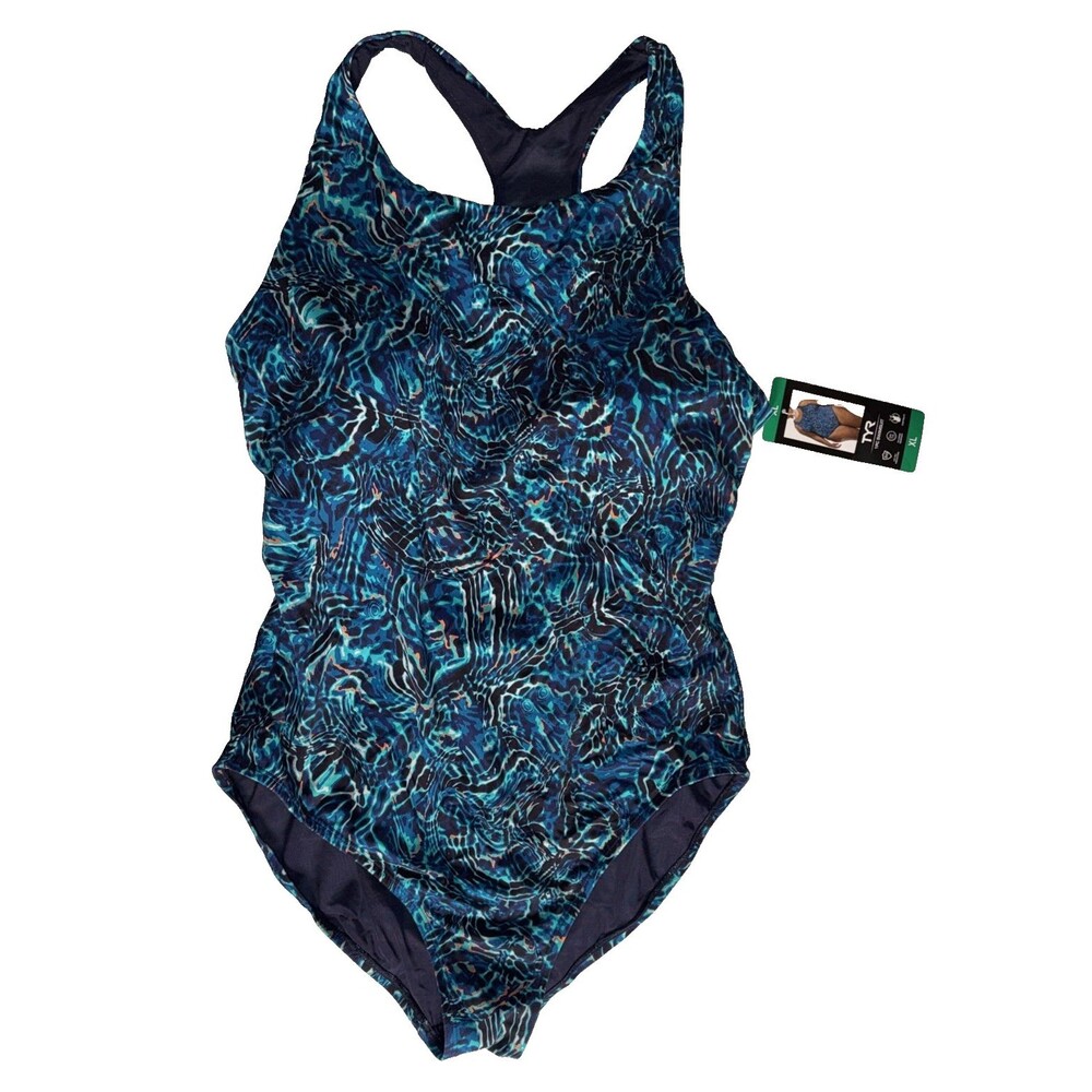 NWT TYR Women's One-Piece Swimsuit, Blue  Size XL NWT Swim Laps 38